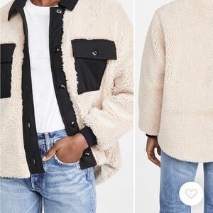 Cream and Black Sherpa Fort Jacket by THE GREAT